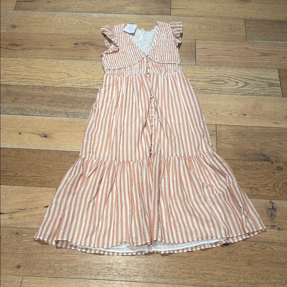 🍁Anthropologie Peach Striped Dress